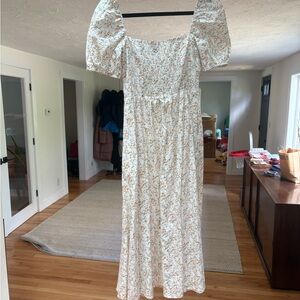 Floral Puff Sleeve Midi Dress